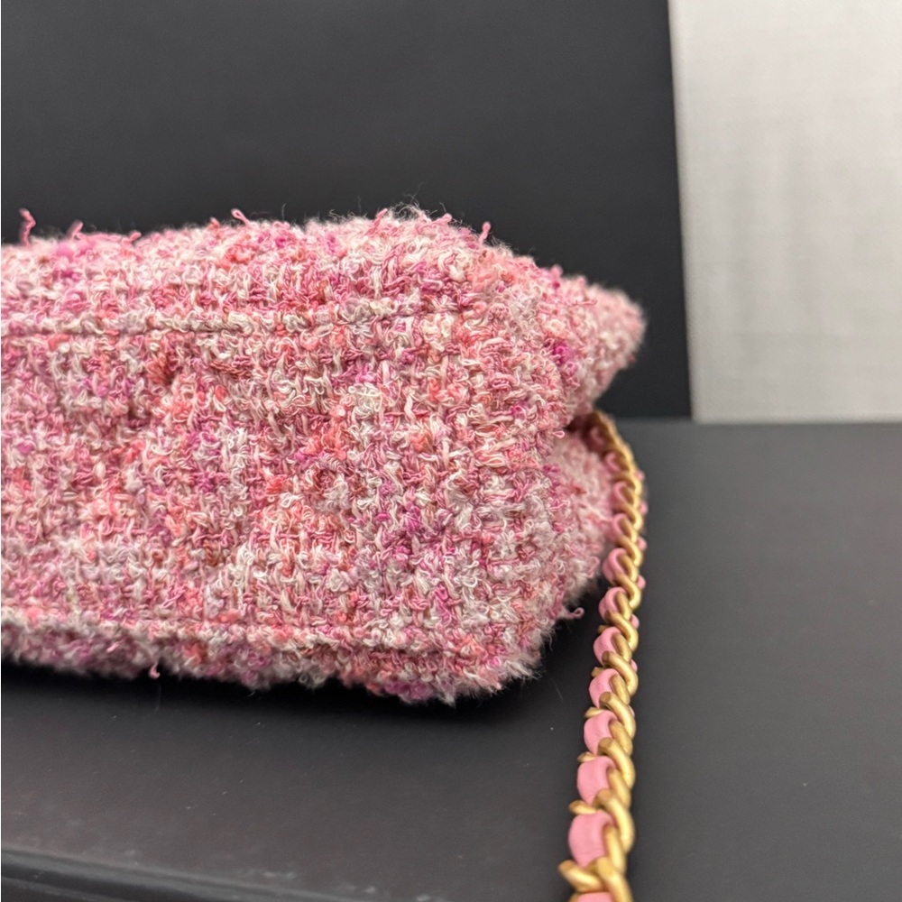 Chanel 24P KELLY Nano Barbie Pink Tweed Top Handle Shopping Bag Handbag Gold - Picture 9 of 12